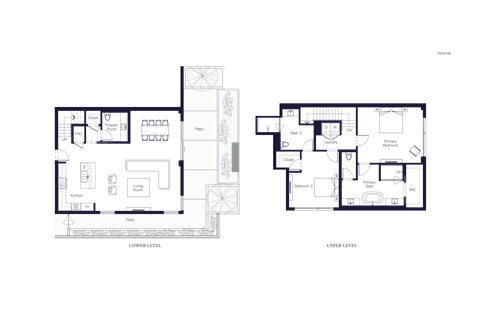 Floor plan for 2 beds, 2.5 baths, 2119 sqft